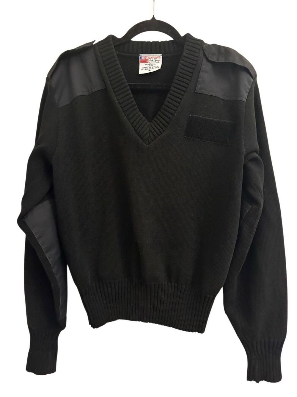 Vintage 80's NAVY Neck Pullover by Jack Young Sweater sz M Military Issued made
